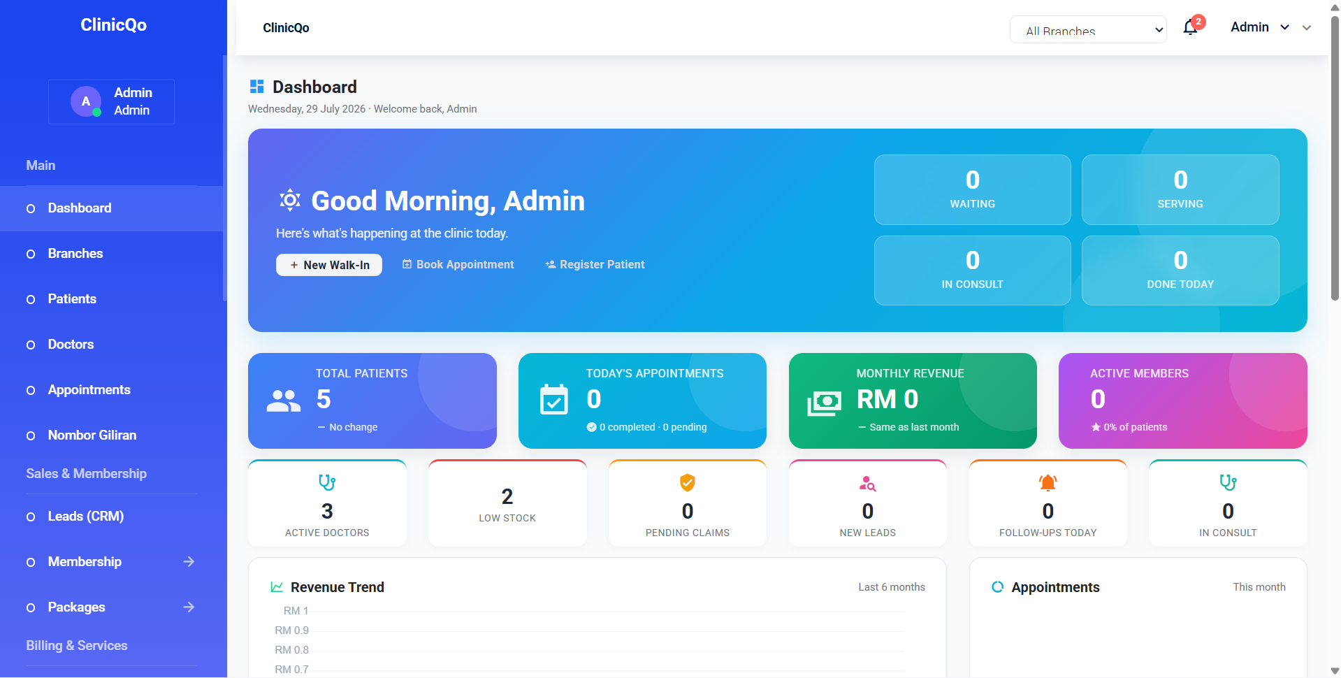 Custom Multi-Branch Clinic Management System