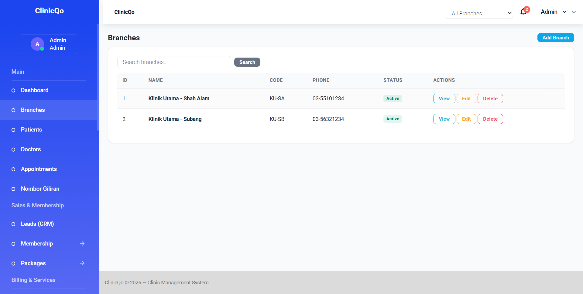 Custom Multi-Branch Clinic Management System — image 2